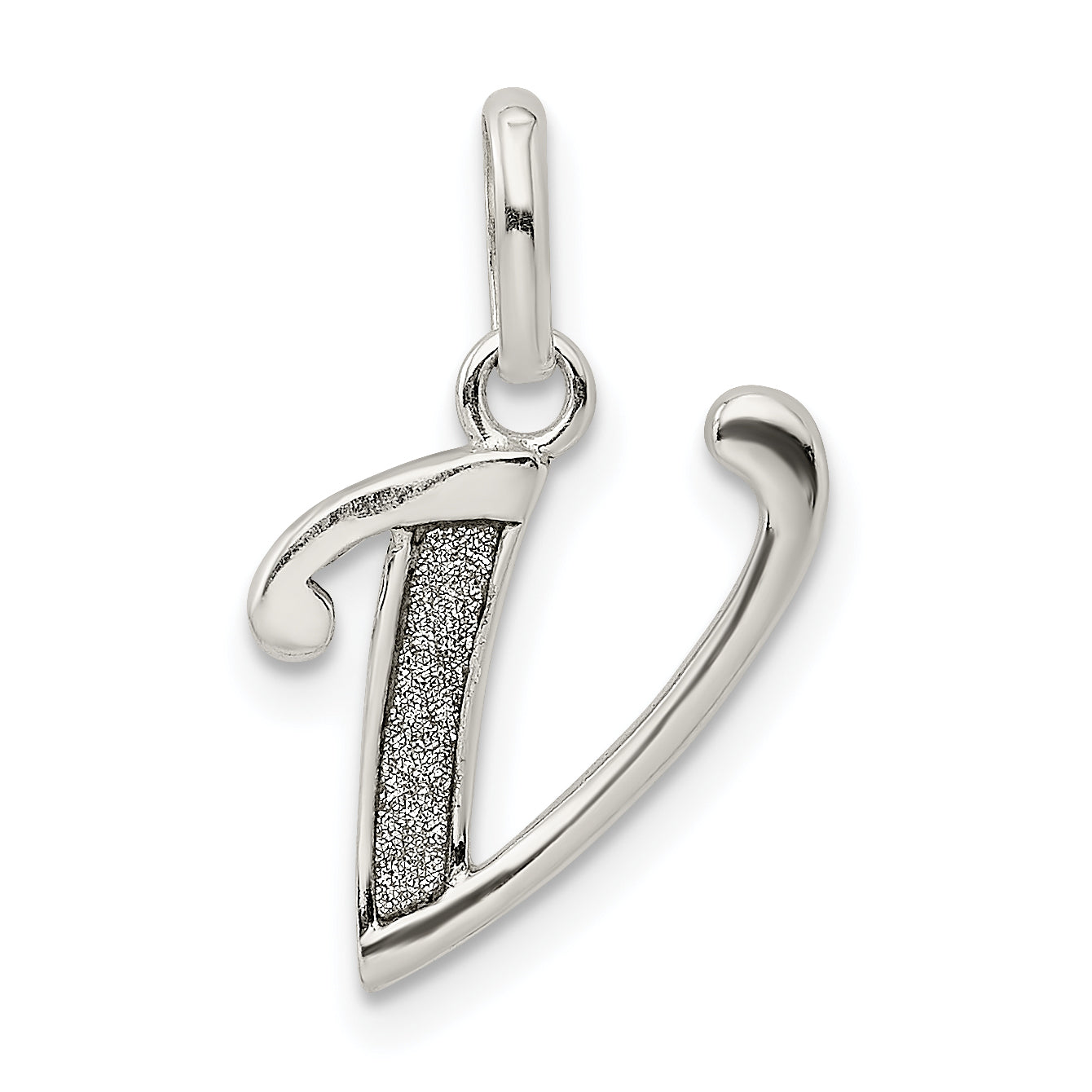 Sterling Silver Polished Glitter Enamel Letter V Initial Charm Main image