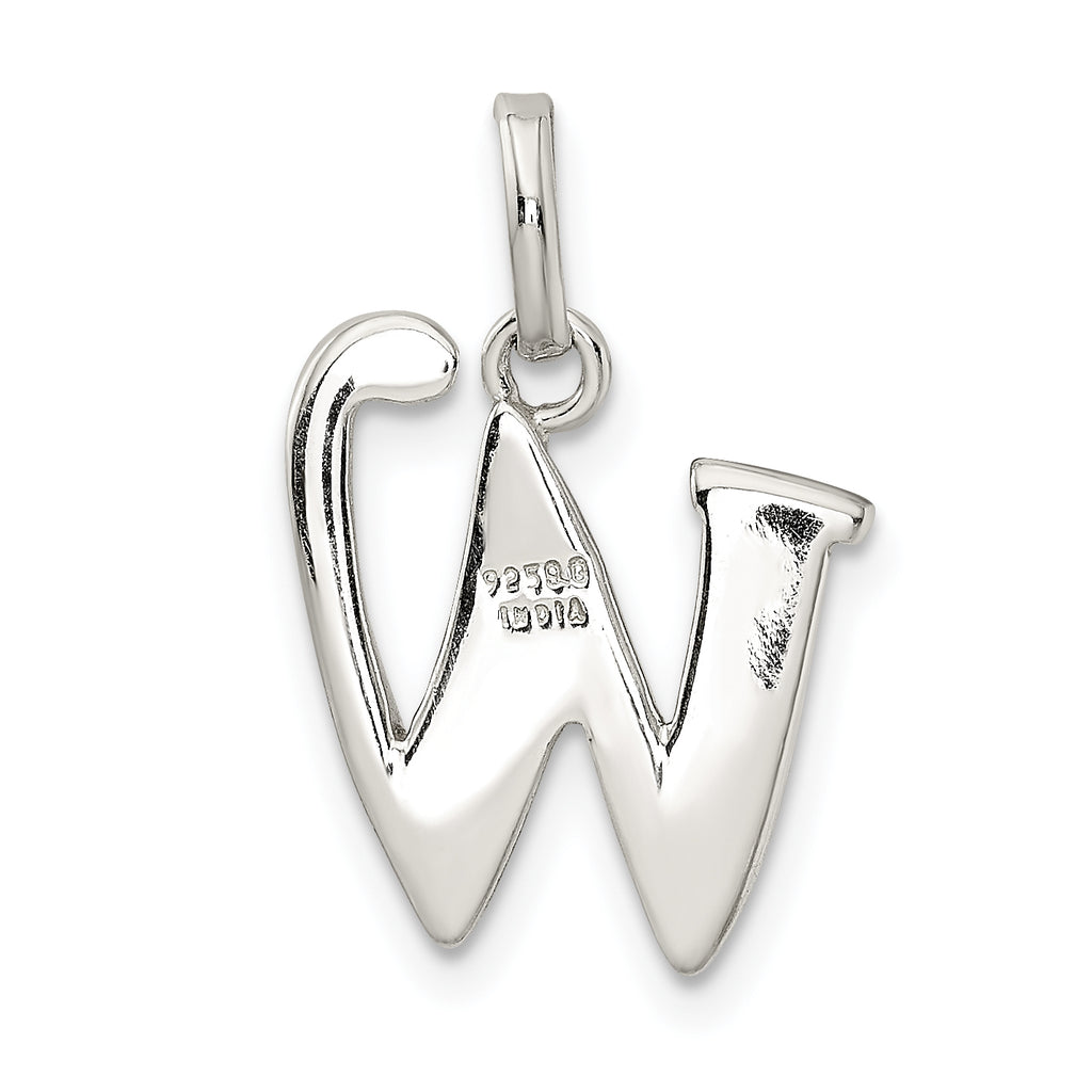 Sterling Silver Glitter Enamel 'W' Pendant with Polished Anti-Tarnish Finish