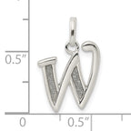 Sterling Silver Glitter Enamel 'W' Pendant with Polished Anti-Tarnish Finish