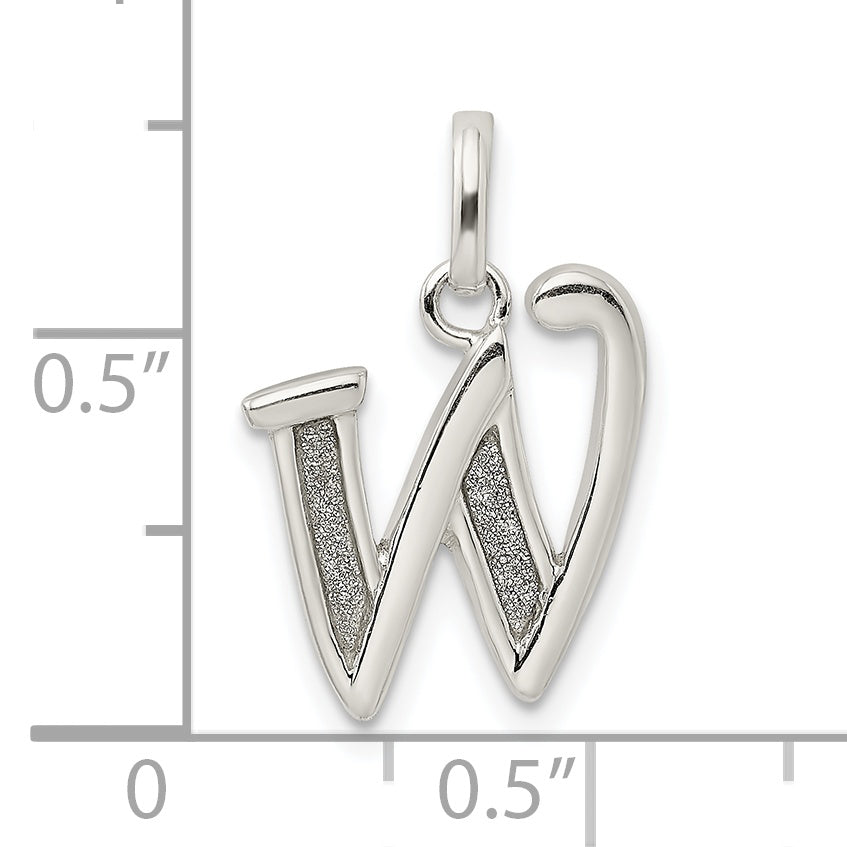 Sterling Silver Glitter Enamel 'W' Pendant with Polished Anti-Tarnish Finish