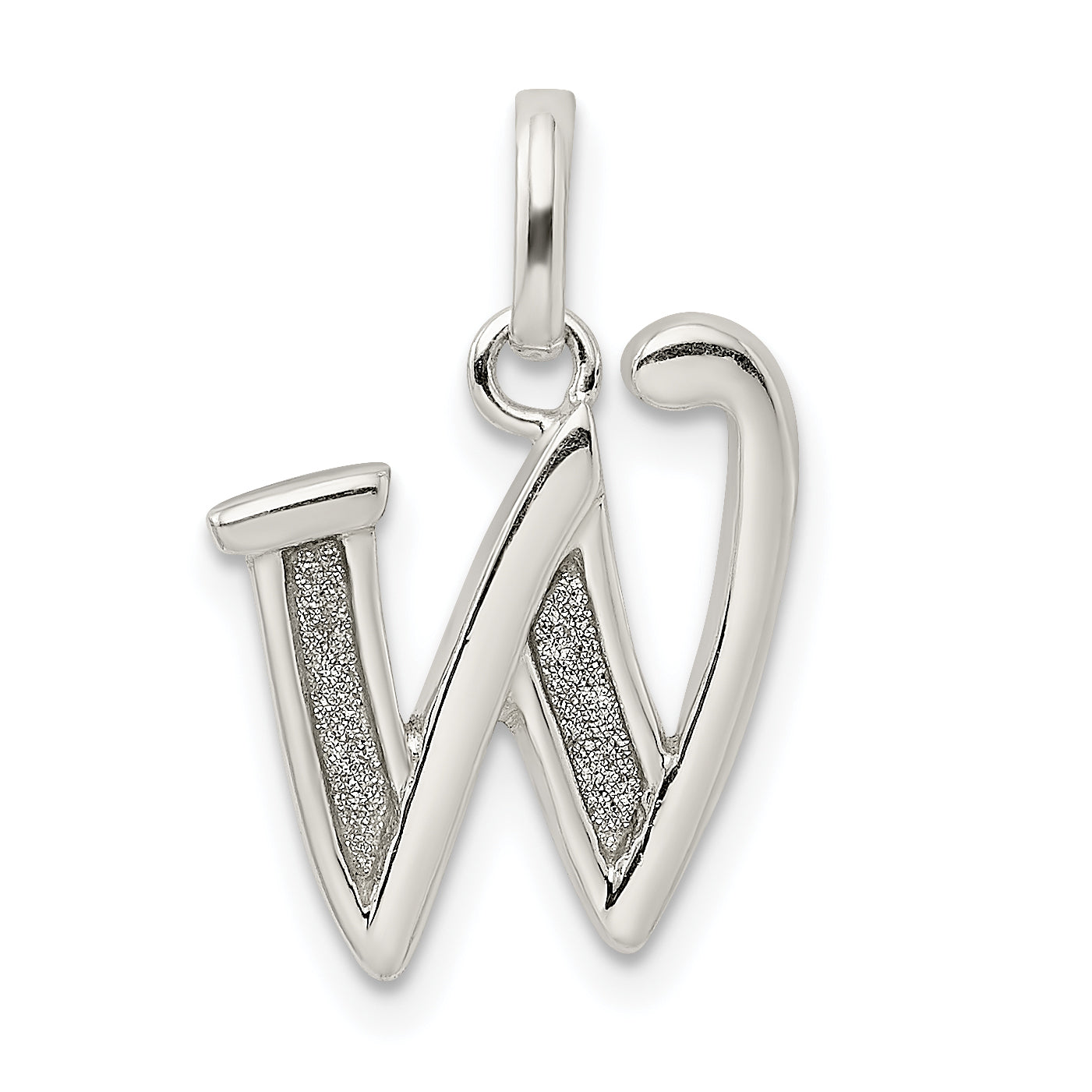Sterling Silver Polished Glitter Enamel Letter W Initial Charm Main image