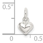Sterling Silver 925 Polished Heart Charm with 3D Hollow Design