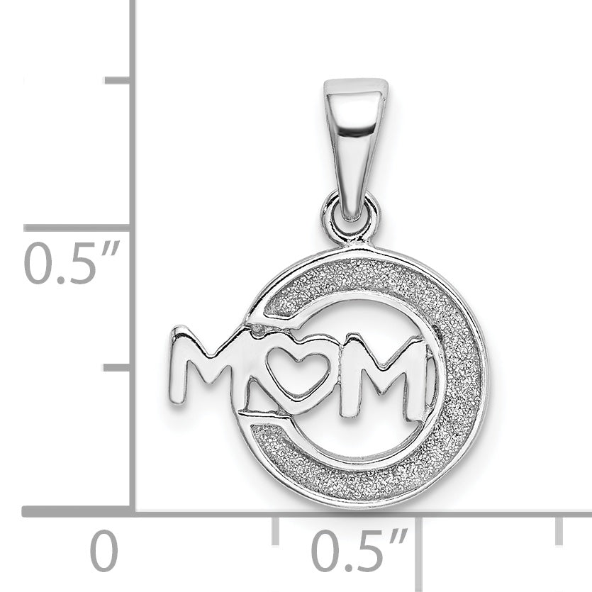 Sophia Jewelers Sterling Silver Enamel Glitter MOM Pendant Polished Finish