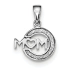 Sterling Silver Rhodium-plated Enamel Glitter Fabric MOM Pendant