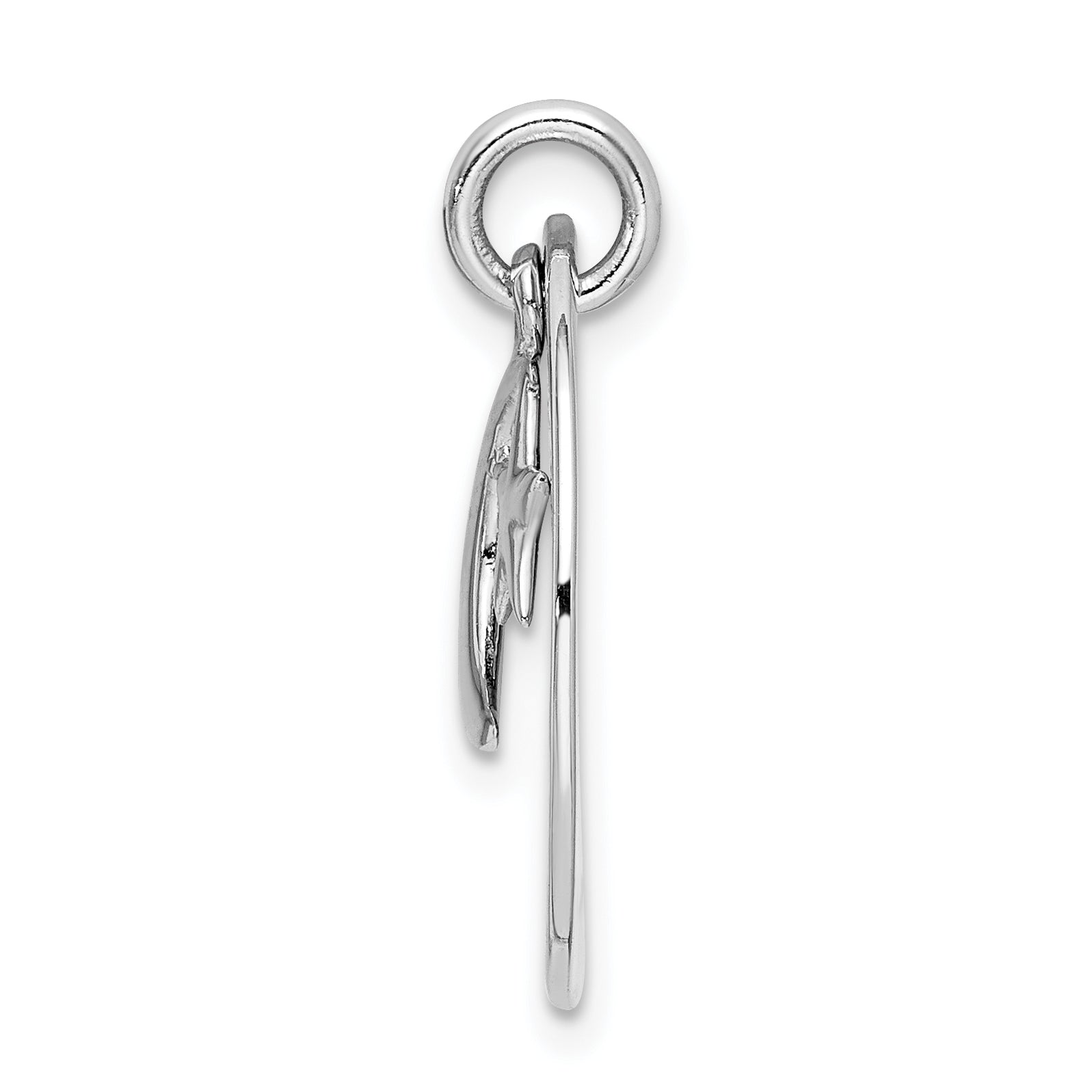 Sterling Silver Rhodium-Plated Moon Charm Pendant with Enamel Detail