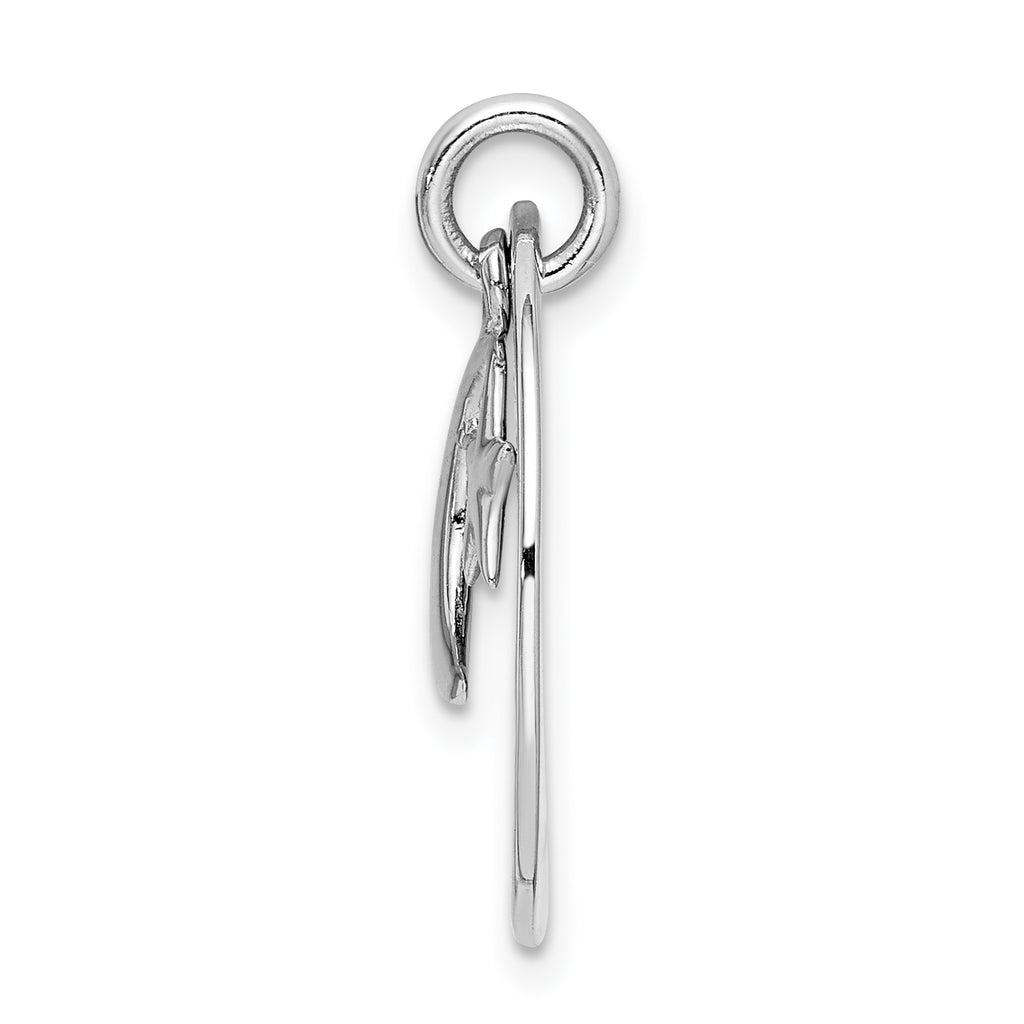 Sterling Silver Rhodium-Plated Moon Charm Pendant with Enamel Detail
