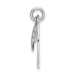 Sterling Silver Rhodium-Plated Moon Charm Pendant with Enamel Detail