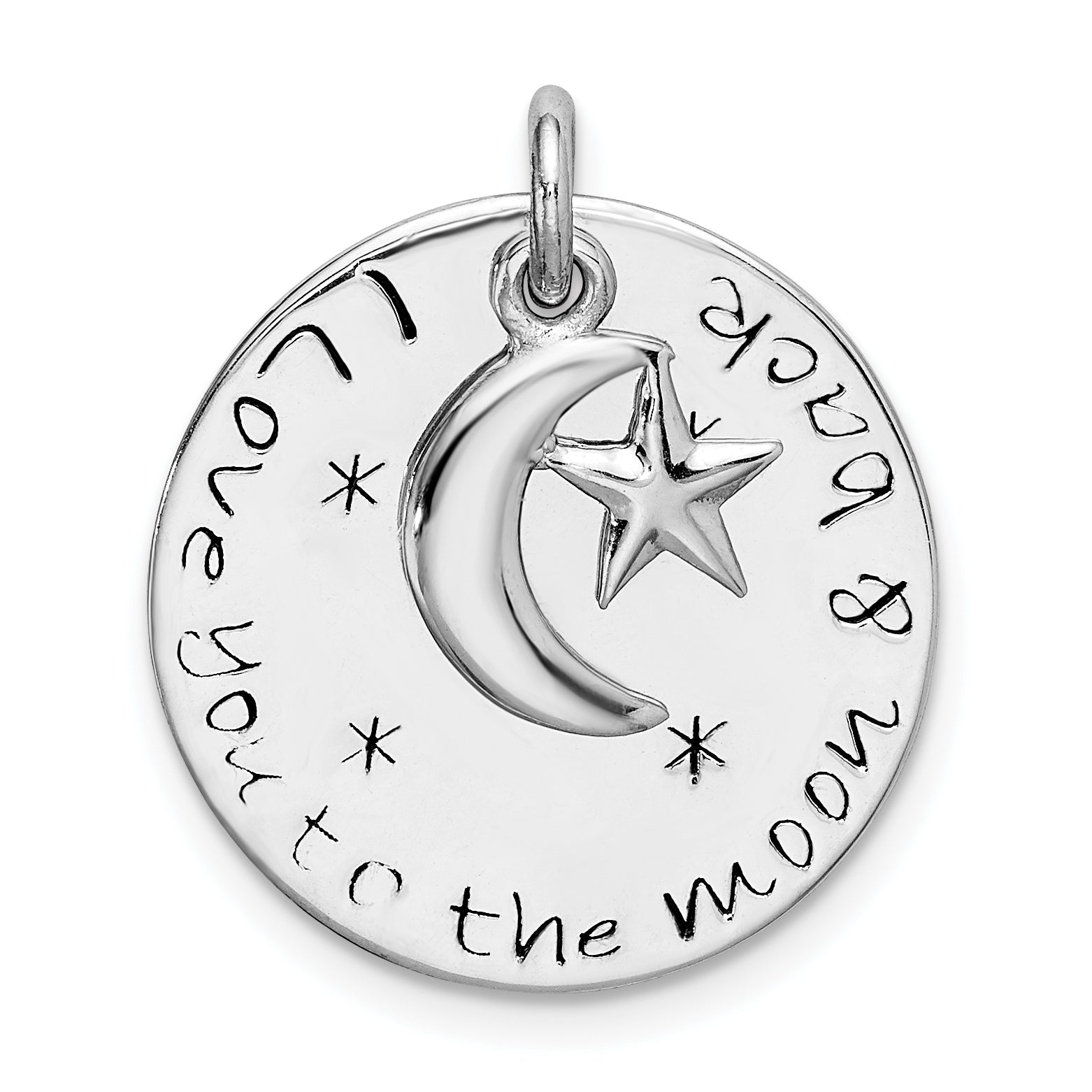 Sterling Silver Rhodium-plated Love You To Moon & Back Pendant Main image
