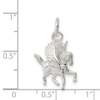 Sterling Silver 925 Pegasus Charm with Polished 3D Design