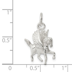 Sterling Silver 925 Pegasus Charm with Polished 3D Design