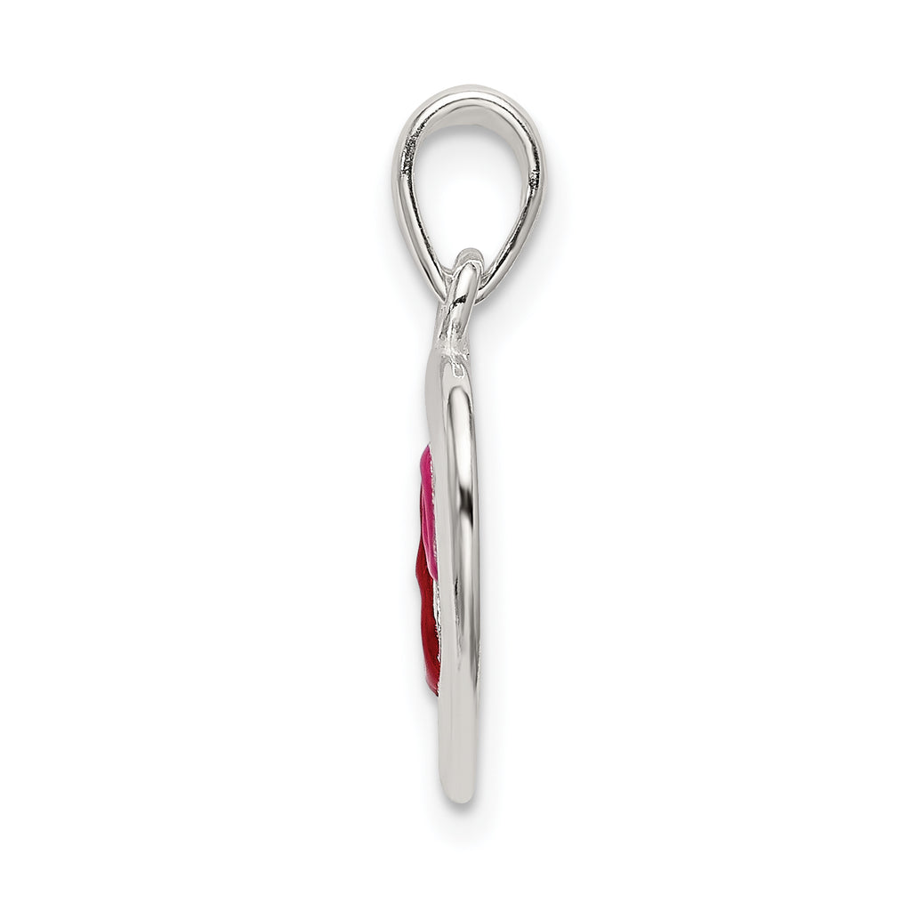 Sophia Jewelers Sterling Silver and Enamel Hearts Pendant in Pink and Red