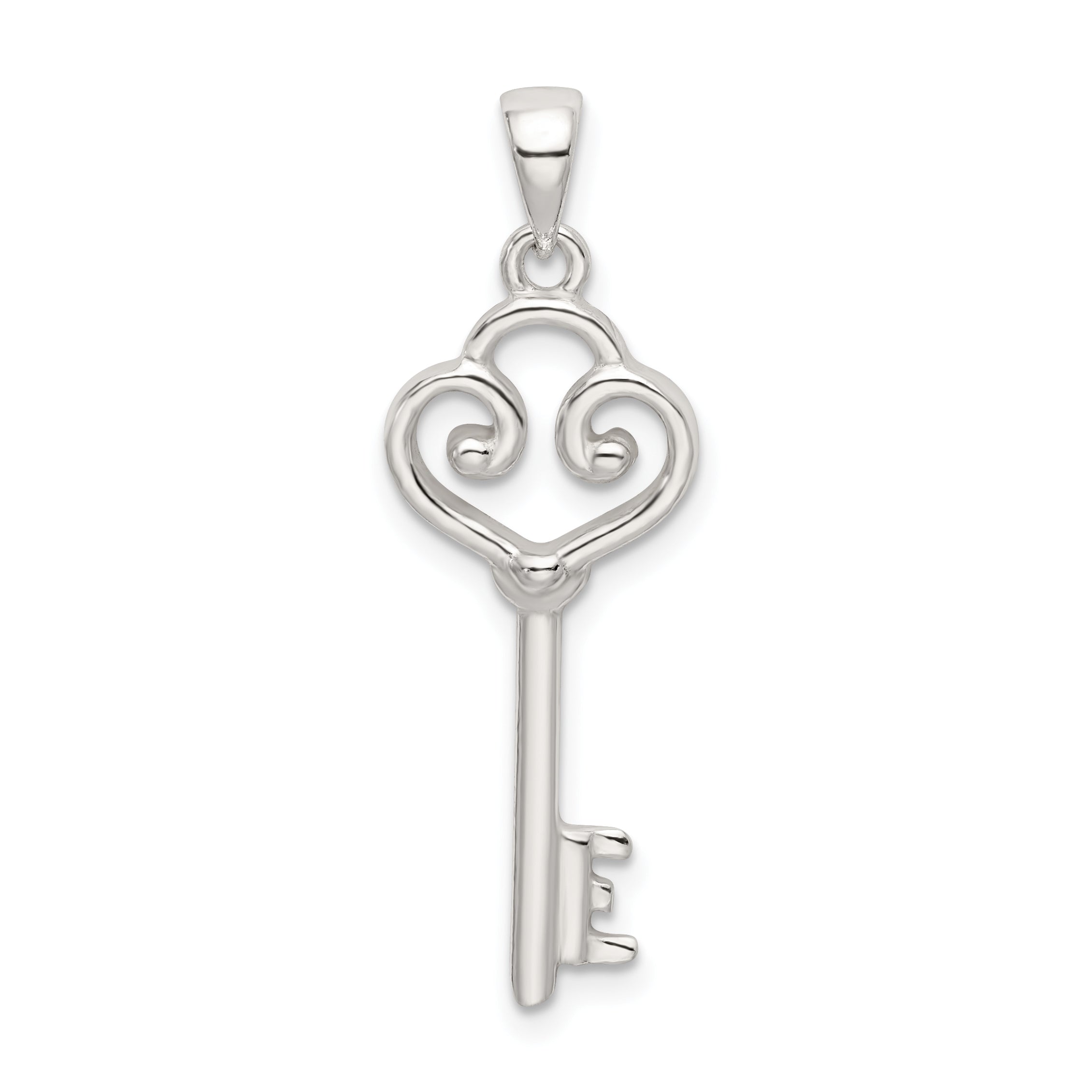 Sterling Silver Polished Heart Key Pendant Main image