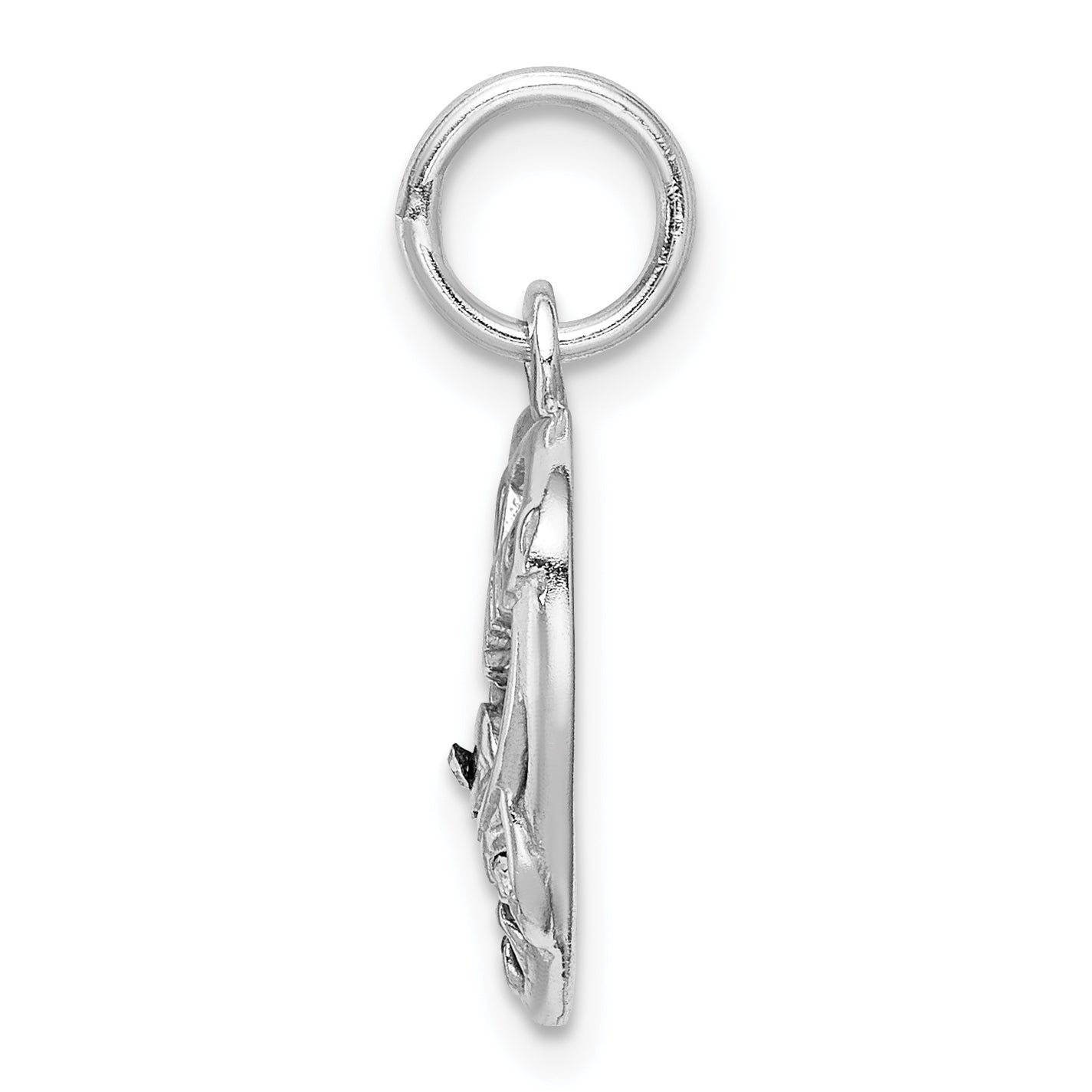Sterling Silver #1 Grandma Pendant with Pink & White CZ, Rhodium-Plated Elegance