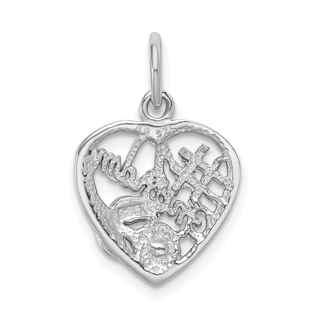 Sterling Silver #1 Grandma Pendant with Pink & White CZ, Rhodium-Plated Elegance