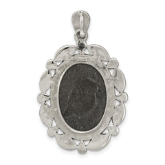 Sterling Silver Antiqued Marcasite Black Agate & MOP White Cameo Pendant