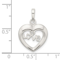 Sterling Silver 925 Polished Heart Pendant Elegant and Solid Design