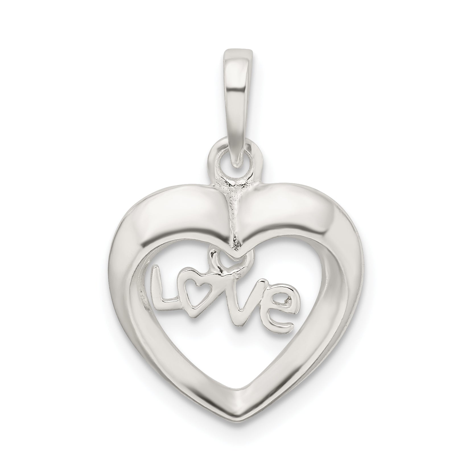 Sterling Silver Polished Love Heart Pendant