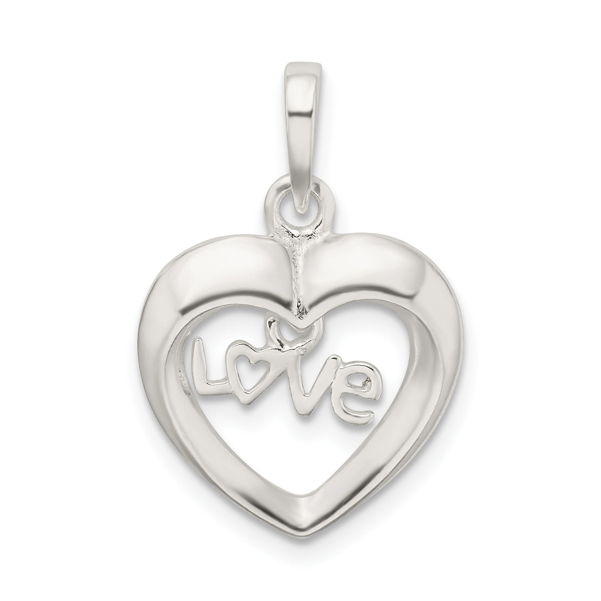 Sterling Silver Polished Love Heart Pendant