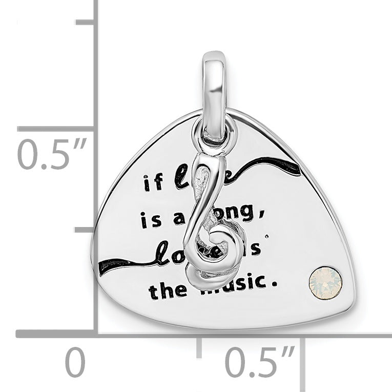 Sterling Silver Antique Guitar Pendant with Crystal Element Elegance by Sophia Jewelers