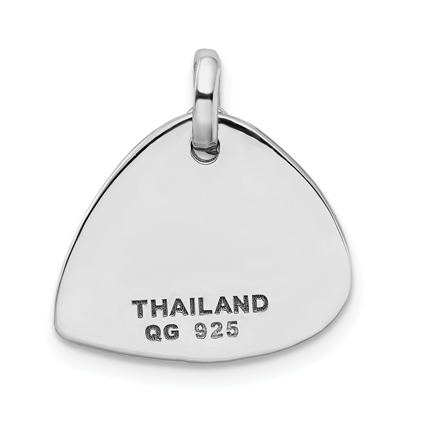 Sterling Silver Crystal Blue Guitar Pick Pendant Antique Finish
