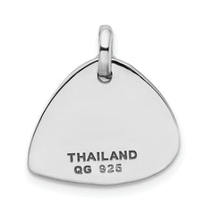Sterling Silver Swarovski Blue Guitar Pick Pendant Antique Finish