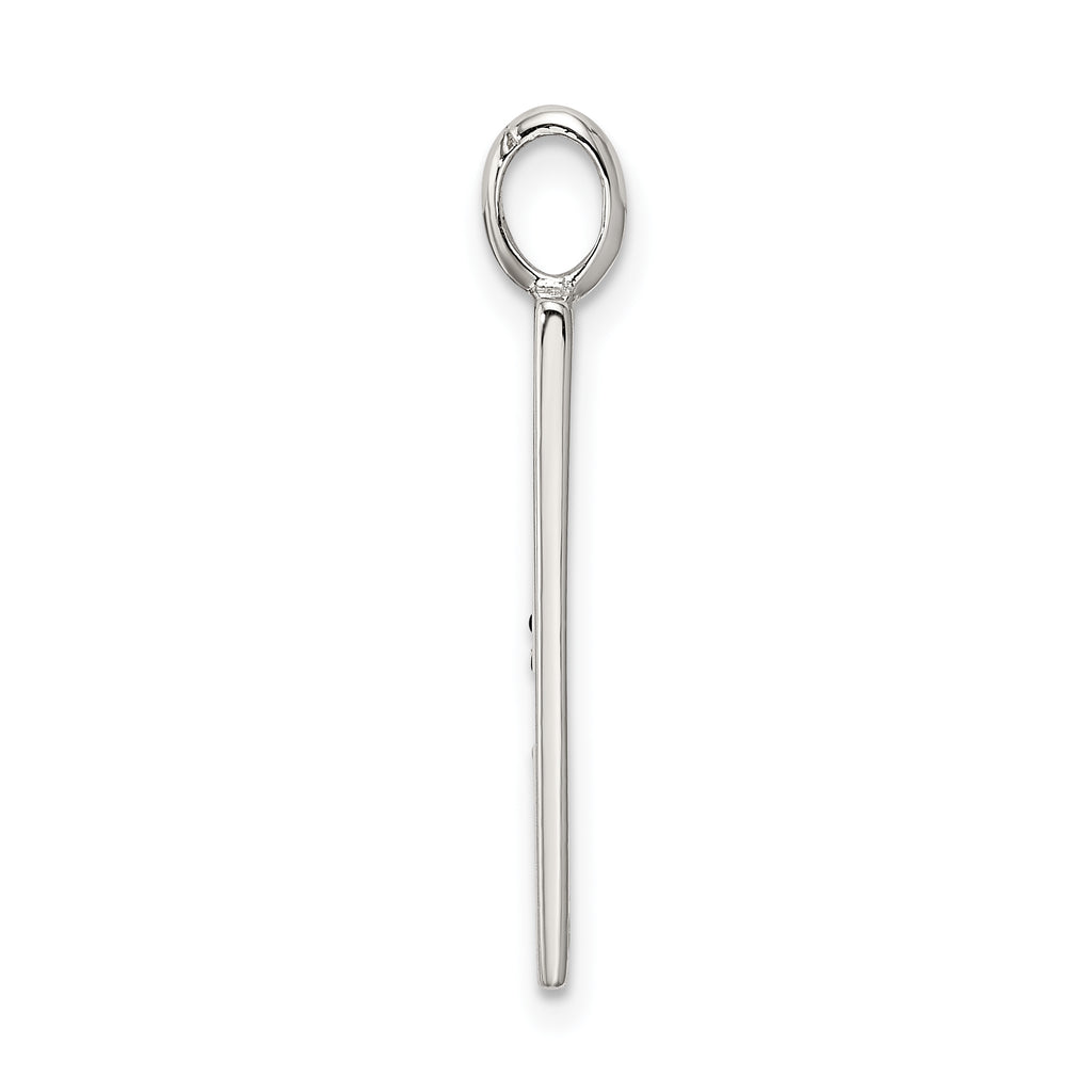 Sterling Silver 925 BELIEVE Pendant with Black Enamel Accent