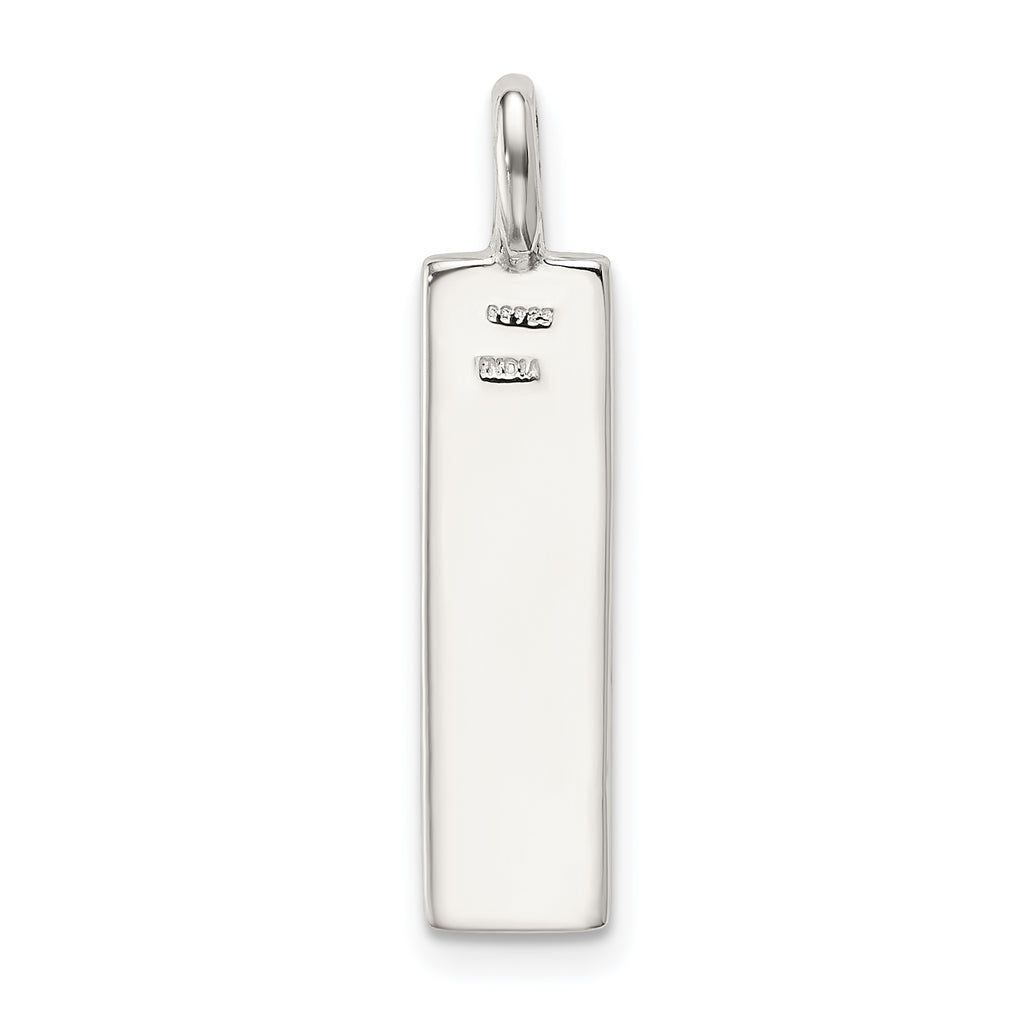 Sterling Silver 925 BELIEVE Pendant with Black Enamel Accent