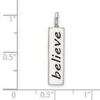 Sterling Silver 925 BELIEVE Pendant with Black Enamel Accent