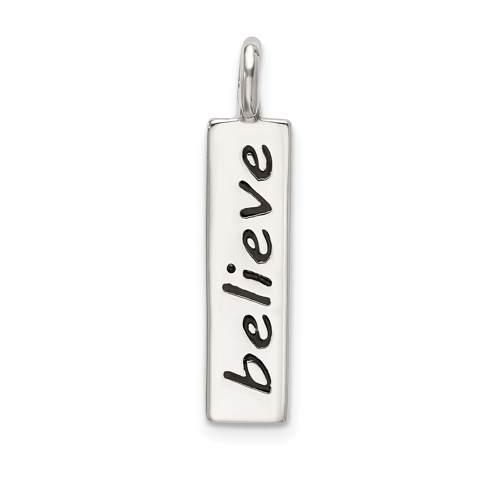 Sterling Silver Polished Enameled BELIEVE Pendant Main image