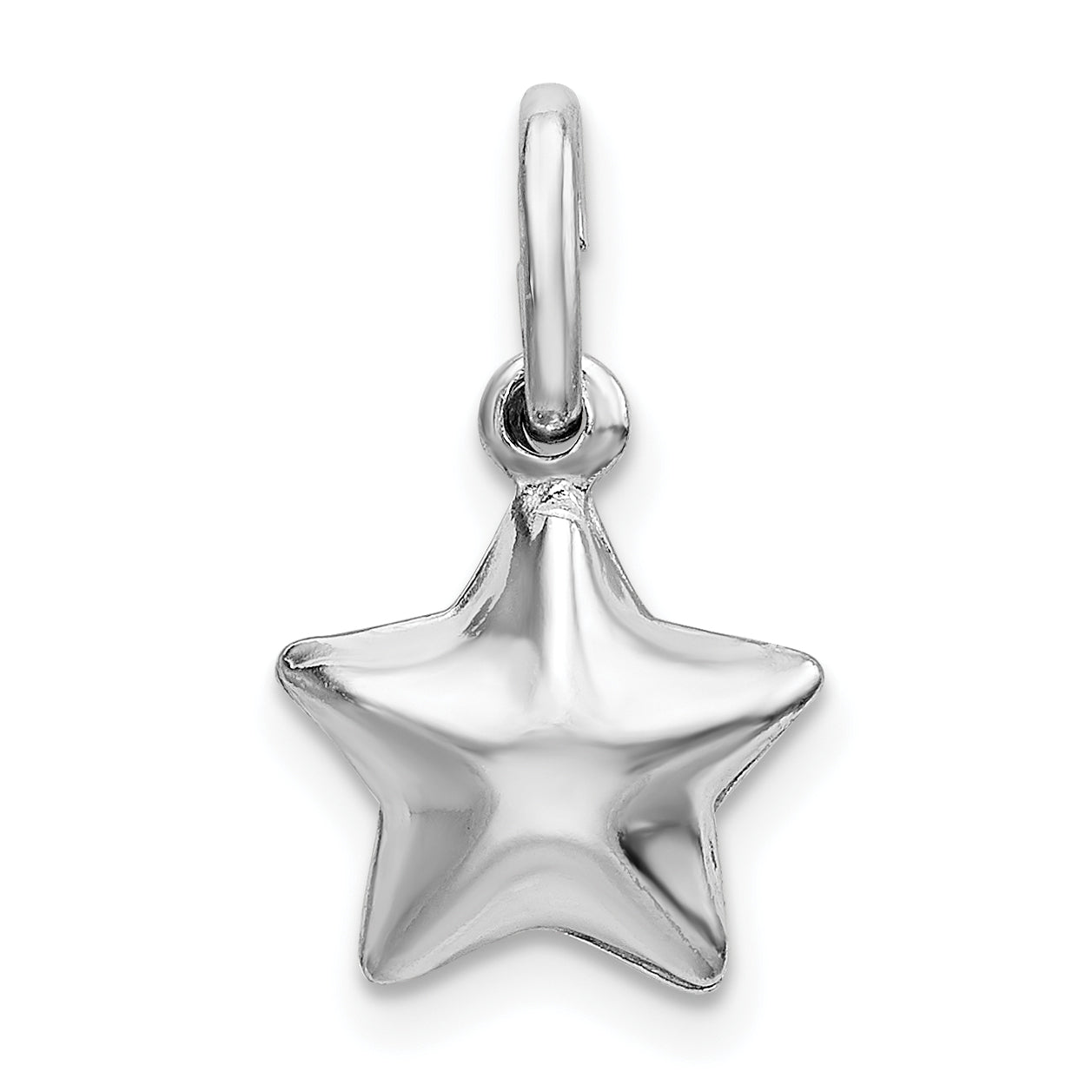 Sterling Silver Rhodium Plated Polished Puffed Star Charm Main image
