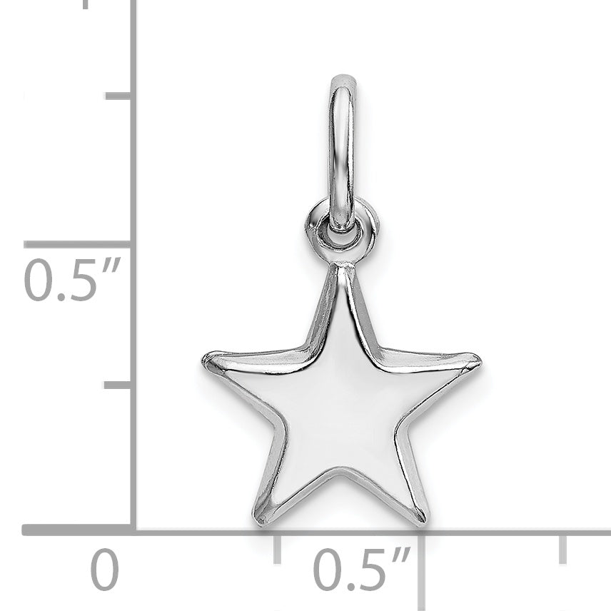 Sterling Silver Star Charm Pendant with Rhodium Polished Finish