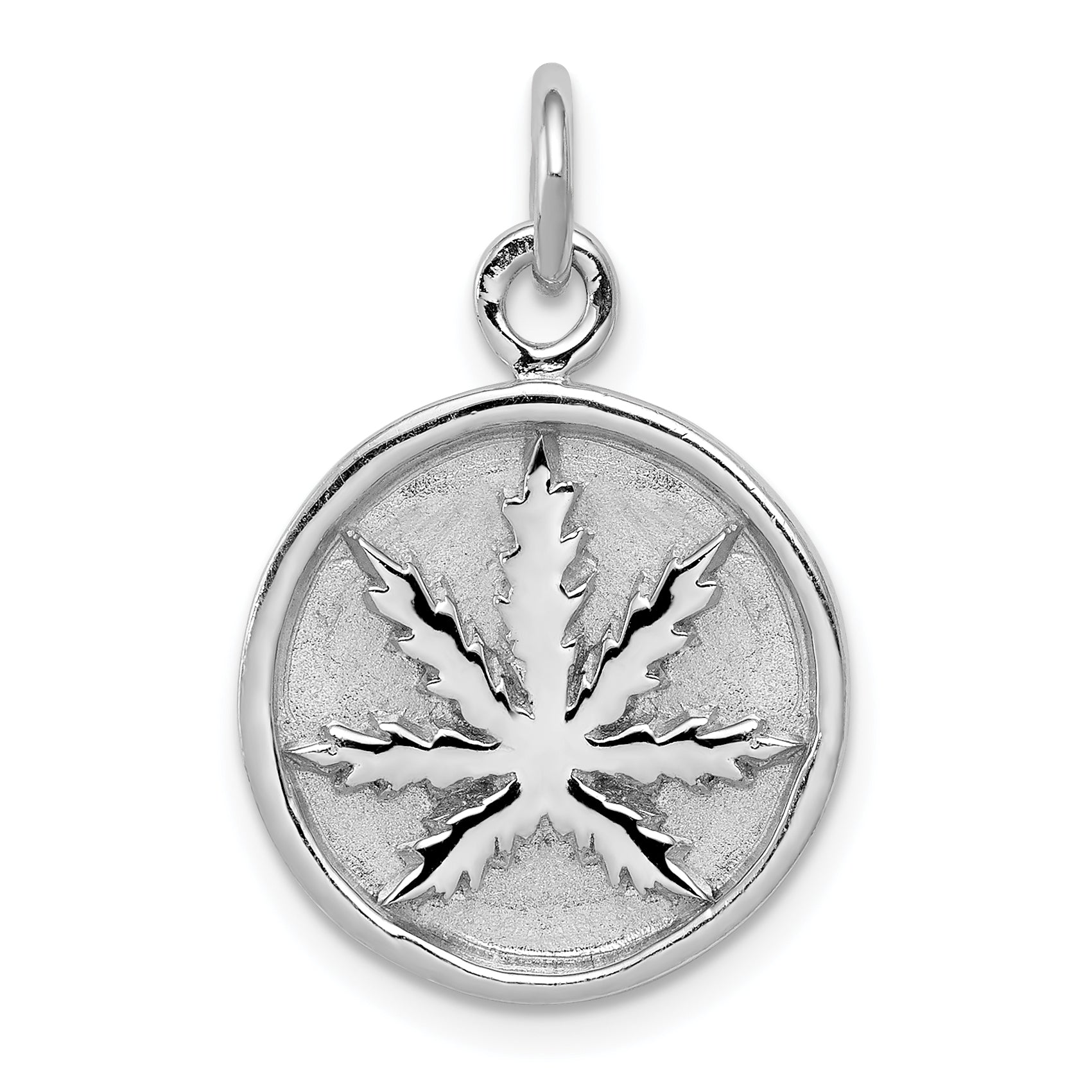 Sterling Silver Rhodium-plated Polished Leaf Pendant Main image