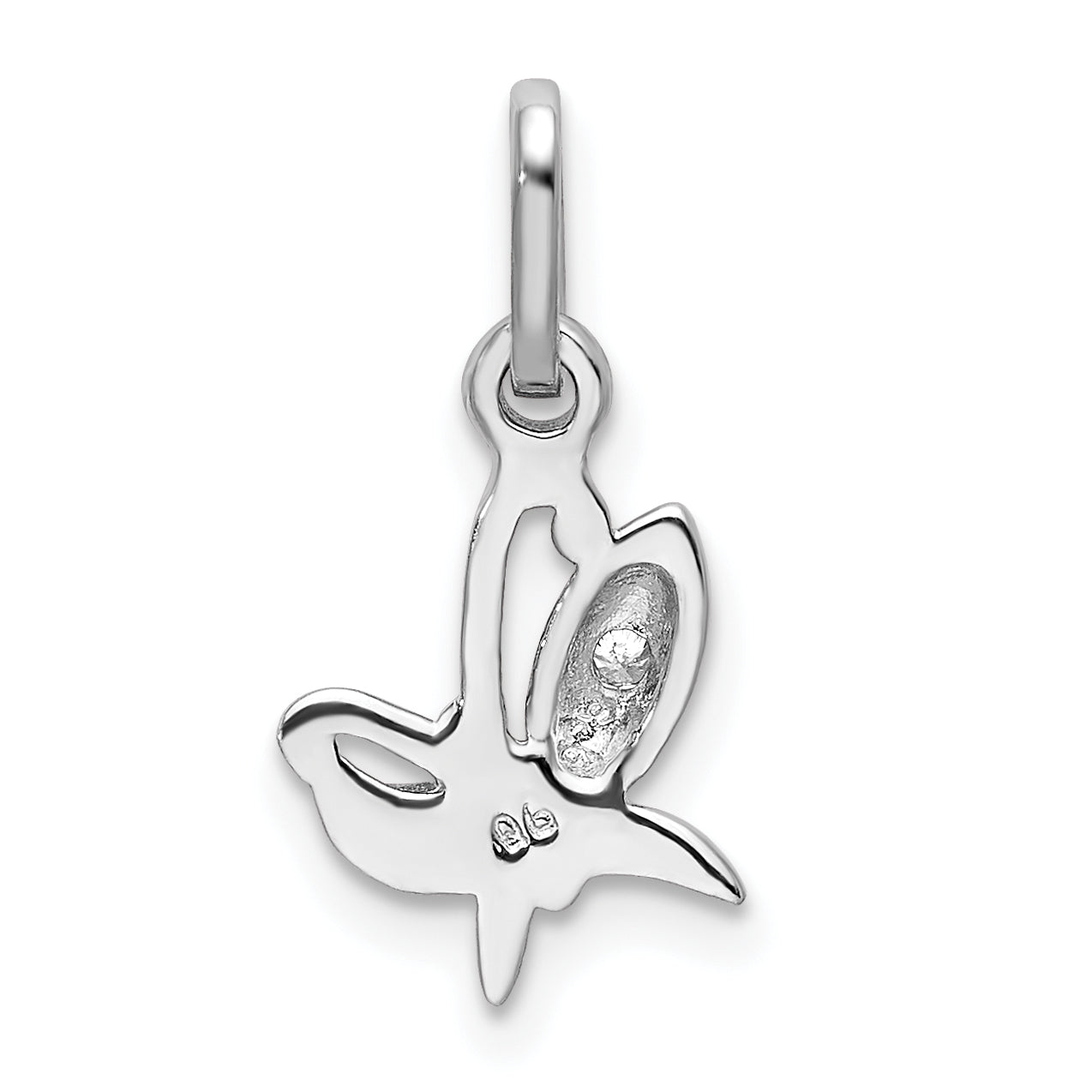 Sterling Silver 925 Butterfly Pendant with Rhodium Plated CZ