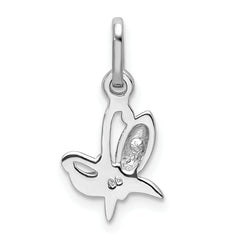 Sterling Silver 925 Butterfly Pendant with Rhodium Plated CZ