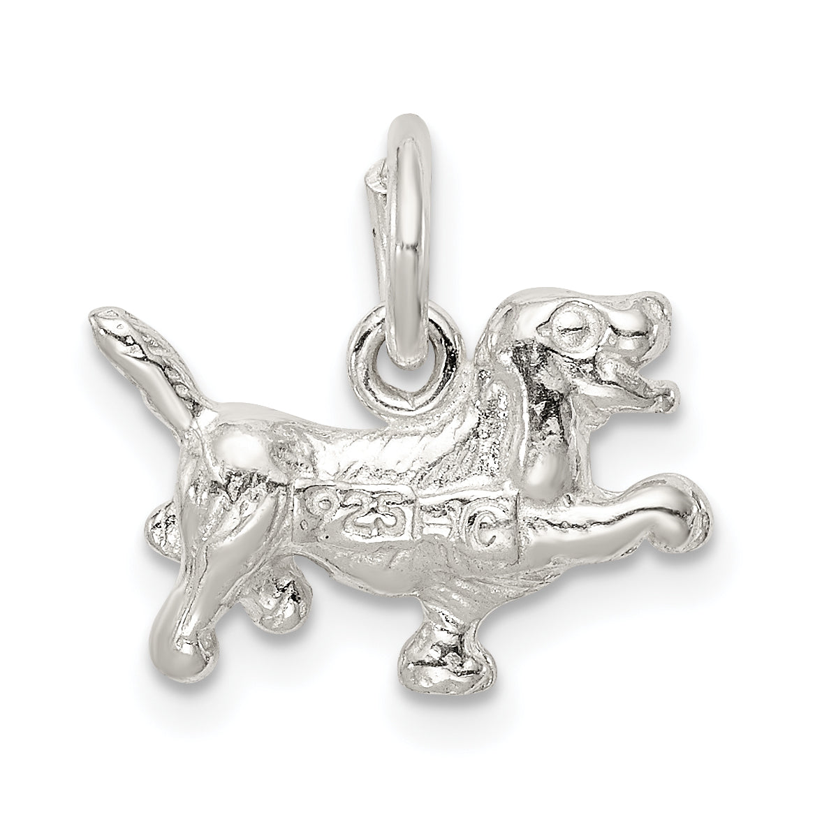 Sterling Silver 925 Dog Charm with Anti-Tarnish Solid Design