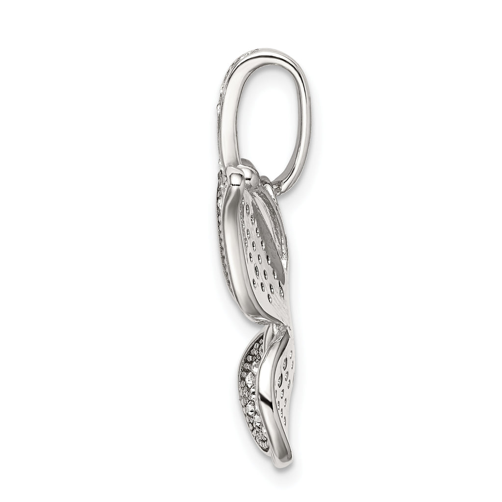 Sterling Silver Crystal Butterfly Pendant with Polished Rhodium Finish