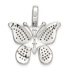 Sterling Silver Crystal Butterfly Pendant with Polished Rhodium Finish
