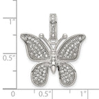 Sterling Silver Crystal Butterfly Pendant with Polished Rhodium Finish