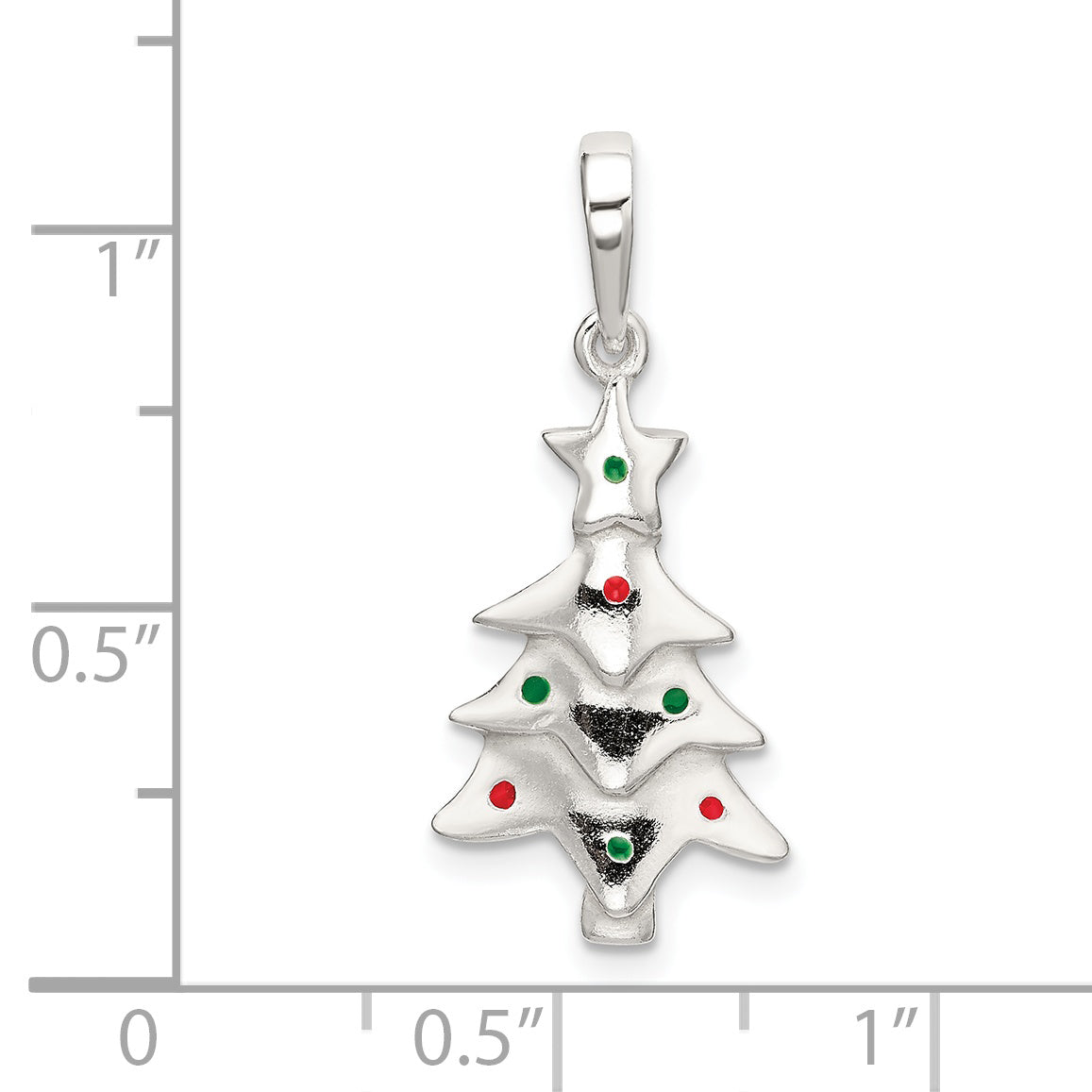 Sophia Jewelers 925 Sterling Silver Christmas Tree Pendant with Enamel Accents