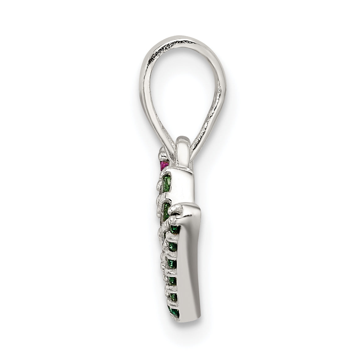 Sterling Silver 925 Joy Pendant with Red White Green CZ Trio Polished Finish Secondary image
