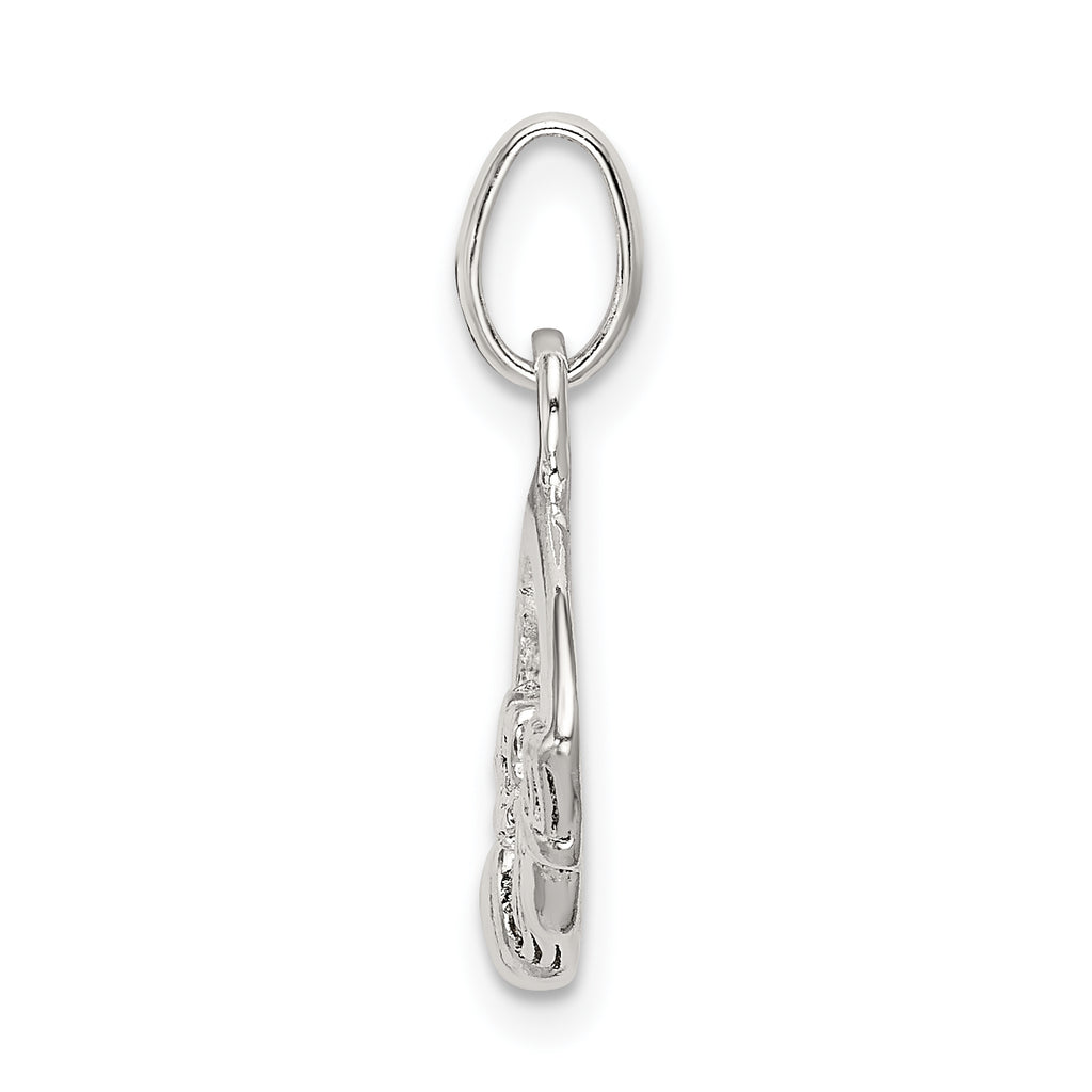 Sterling Silver 925 Claddagh Charm with Polished Anti-Tarnish Finish