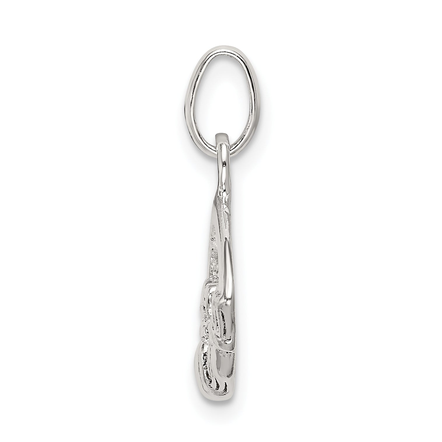 Sterling Silver 925 Claddagh Charm with Polished Anti-Tarnish Finish