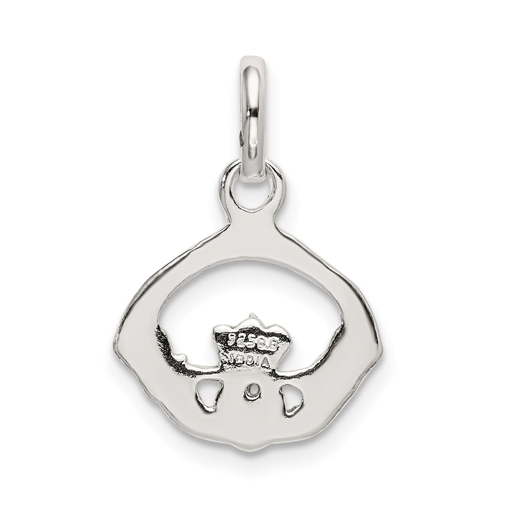 Sterling Silver 925 Claddagh Charm with Polished Anti-Tarnish Finish