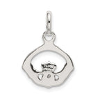 Sterling Silver 925 Claddagh Charm with Polished Anti-Tarnish Finish