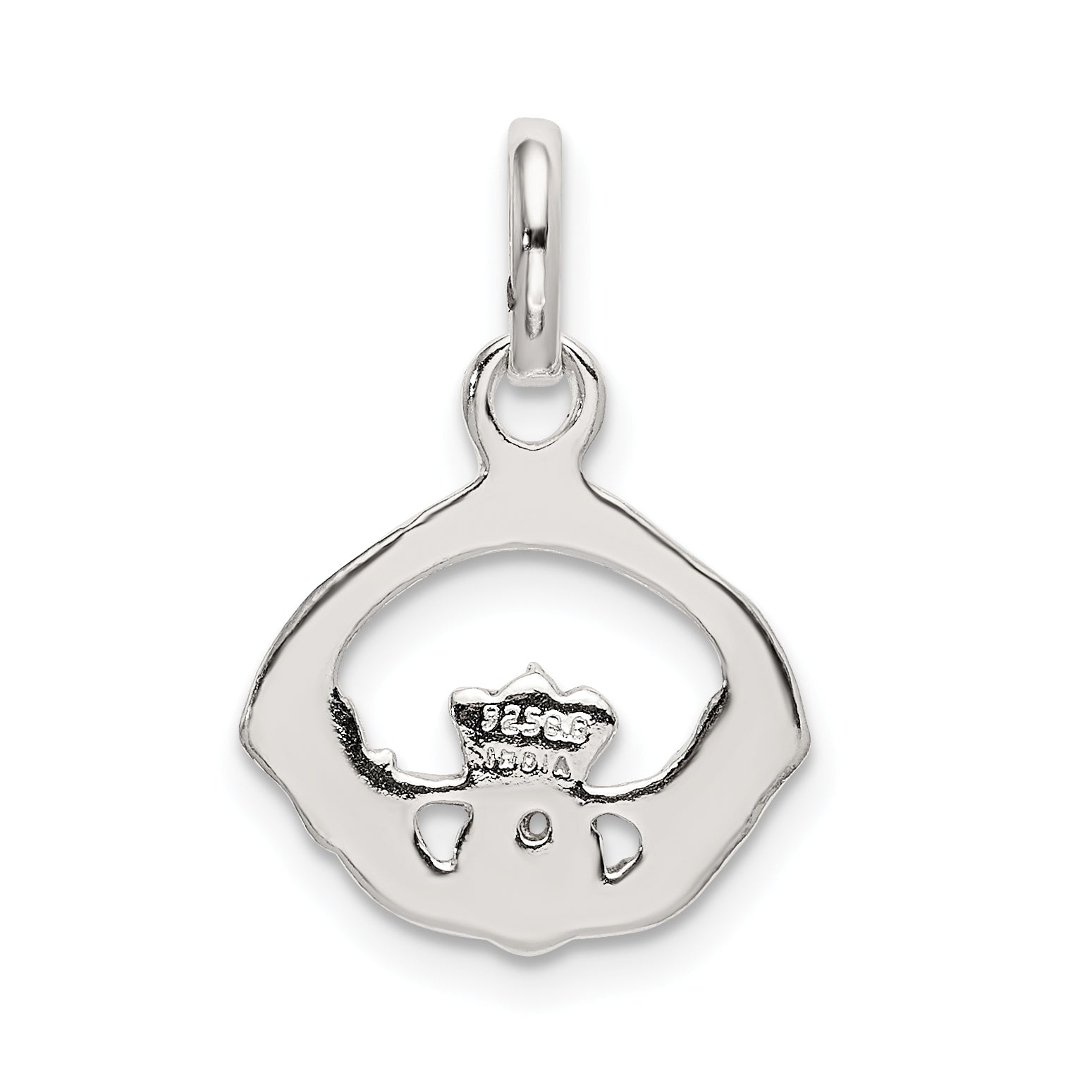 Sterling Silver 925 Claddagh Charm with Polished Anti-Tarnish Finish