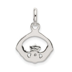 Sterling Silver 925 Claddagh Charm with Polished Anti-Tarnish Finish