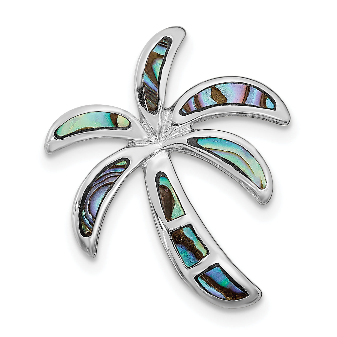 Sterling Silver Rhodium-plated Created Abalone Palm Tree Pendant Main image