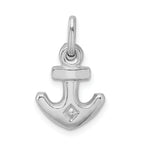 Sterling Silver 3D Anchor Charm with Polished Rhodium Finish
