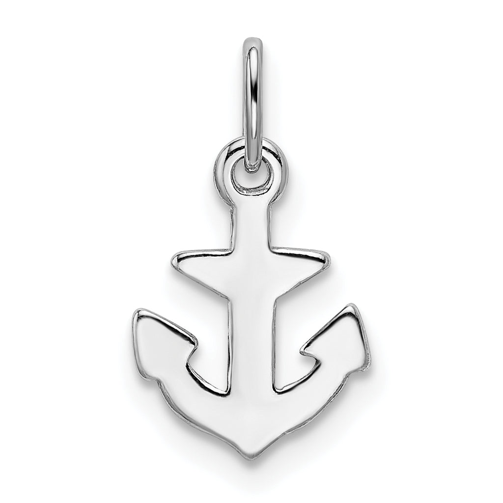 Sterling Silver Rhod-plated Polished Anchor Charm