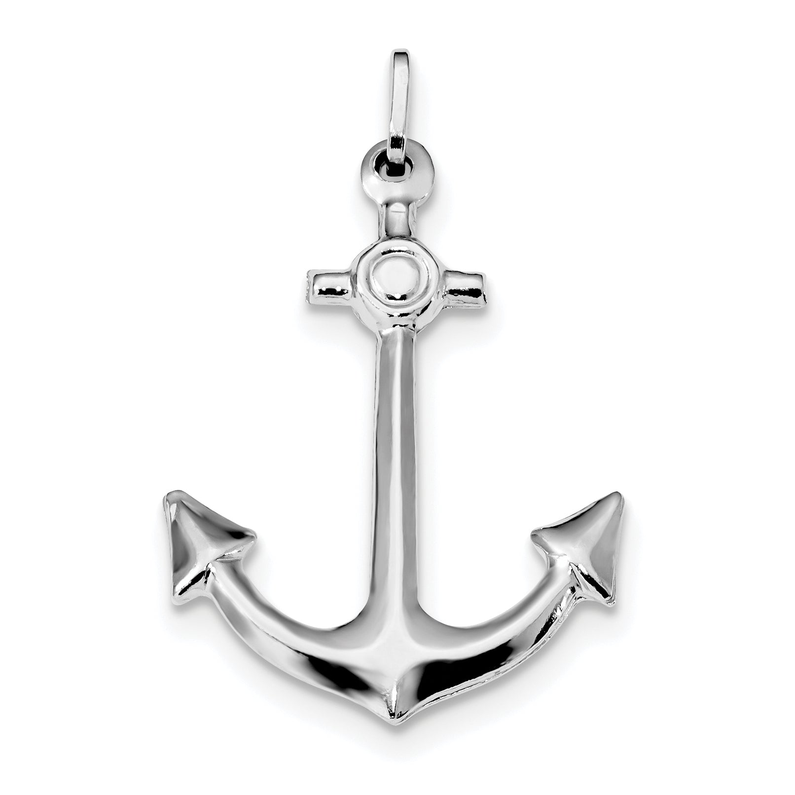 Sterling Silver Rhodium Plated Polished Anchor Charm Main image